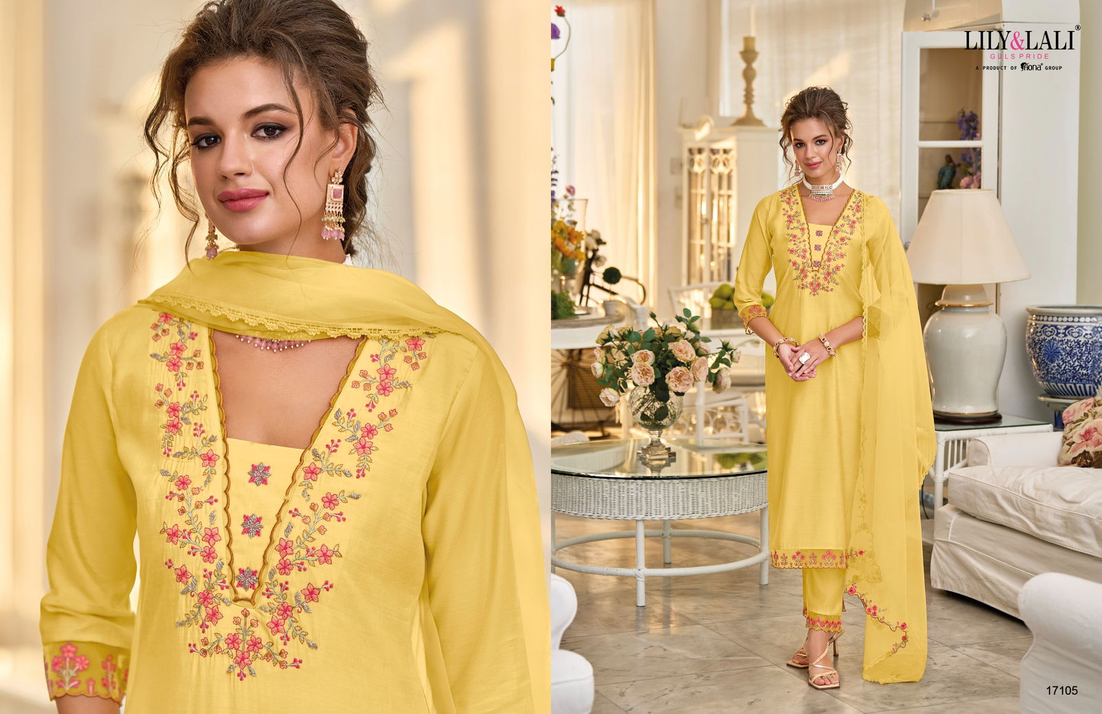 Melange By Lily And Lali Silk Embroidery Kurti With Bottom Dupatta Wholesale Clothing Suppliers In India